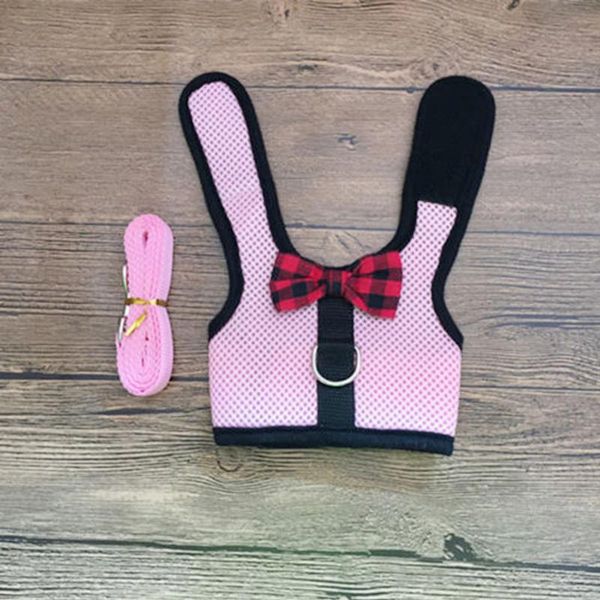 

cat collars & leads mesh cloth hamster wear resistant cute pet vest harness bowknot leash with pulling rope soft