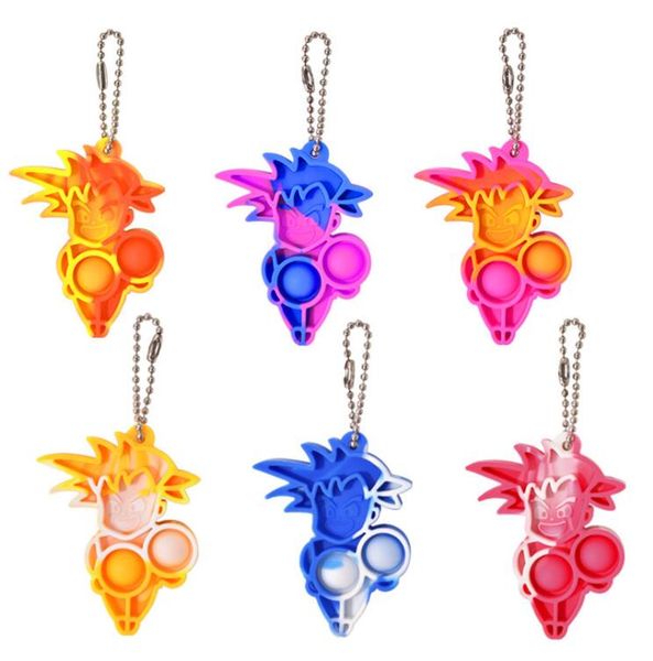 

ups ship mini push bubble sensory decompression toy key chain wukong finger music silicone vent toy