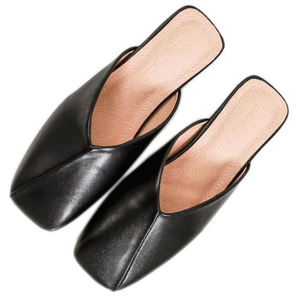 

slippers big size 32-44 summer microfiber leather women minimalist mules shoes woman outdoor sandals ladies wild slides girl, Black