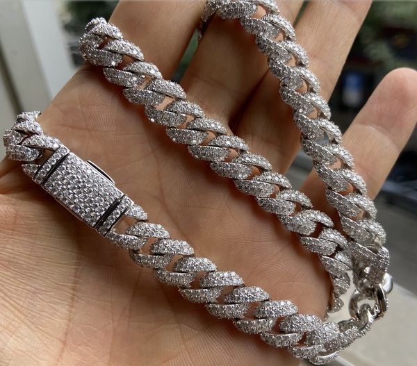 

necklaces mosangnai 20 inch sterling silver setting iced out moissanite diamond cuban link chain necklace