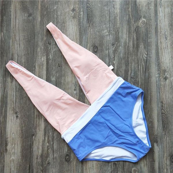

one-piece suits summer womens backless swimsuits solid color one piece bikini bathing deep v swimwear beachwear femme clothes biquinis