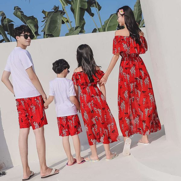 

suit 2021 sleeve new short fashion t-shirt family + skirt mother daughter parent child drs, Blue