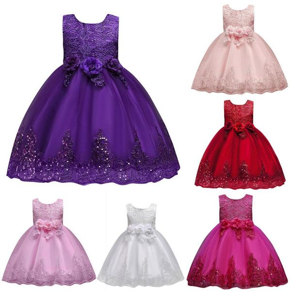 

girls summer dress toddler kids baby girls fashion floral ball gown princess dress evening party children clothes vestidos, Red;yellow
