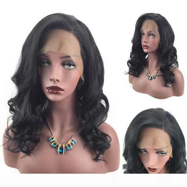 

new popular big body wave human hair wigs bleached knots full lace wigs brazilian malaysian medium size swiss lace cap lace front wigs, Black