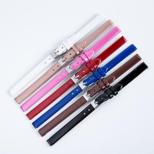 

watch bands genuine leather watchbands 8mm for watches accessories thin strap wrist belt with pin buckle, Black;brown