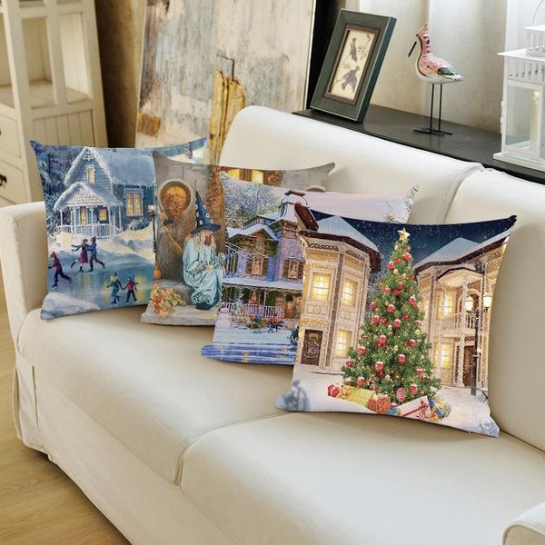 

pillow case christmas short down cushion cover 45*45 pillowcase sofa cushions cases cotton linen covers home decor