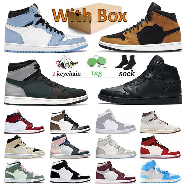 

women mens 1s basketball shoes jumpman 1 high og element sail light bone black particle grey patent bred wheat university blue bordeaux snea