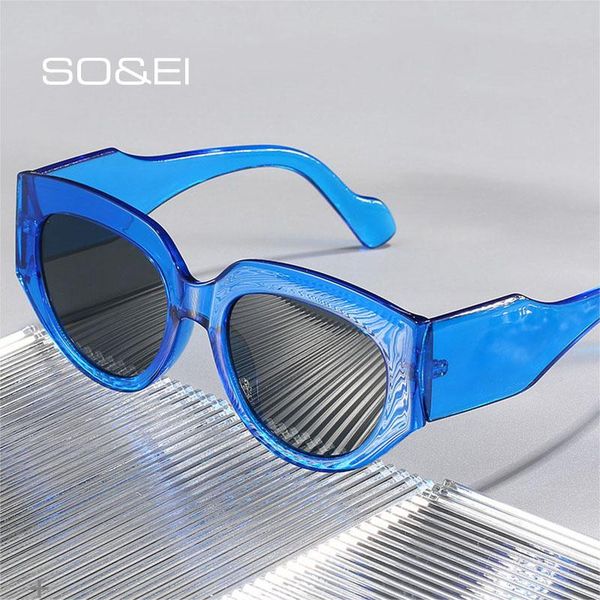 

so&ei fashion oversized cat eye round sunglasses women vintage leopard eyewear brand designer men shades uv400 sun glasses, White;black