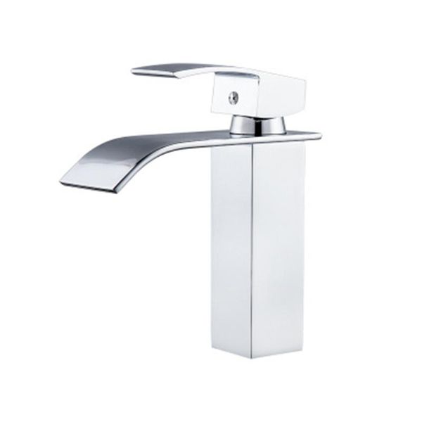 

new square wide mouth faucet bathroom washbasin mixing taps household electroplate single handle single hole and cold mixer