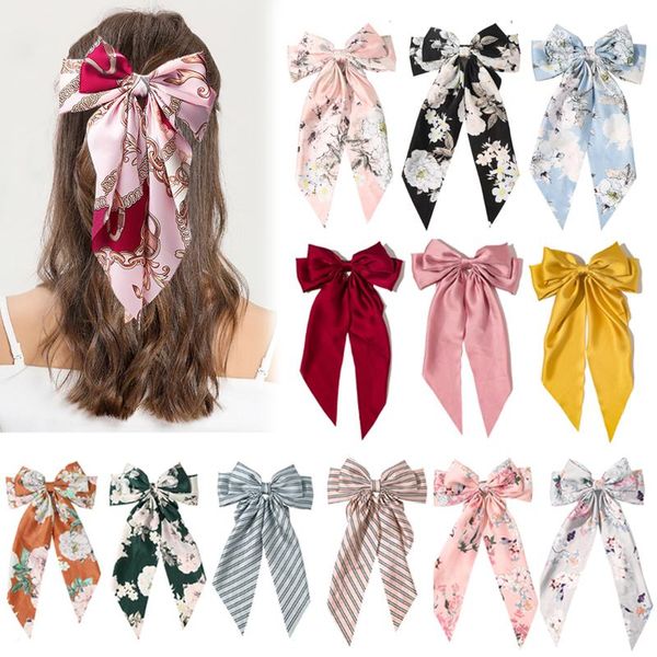 

hair accessories bow ribbon hairpin girls silk chain hairclip female ponytail simple generous