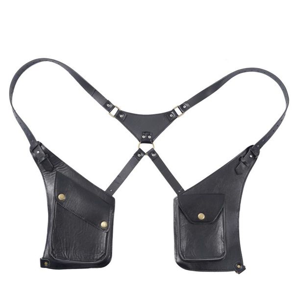 

belts men body chest belt bag anti-theft underarm shoulder tank punk adjustable strap holster outdoor pocket costume, Black;brown