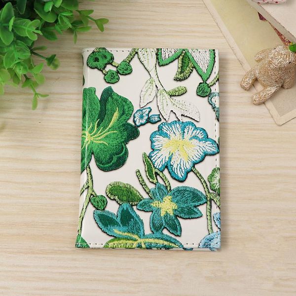 

card holders 1pc multifunction vintage embroidered flower passport case cover traveling portable air tickets visiting holder, Brown;gray