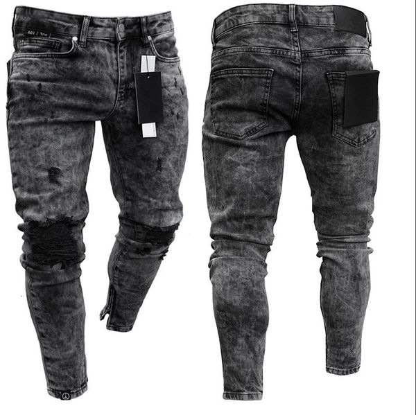 

new gentlemen ny jeans snowflake random slim rits broek for men, Blue