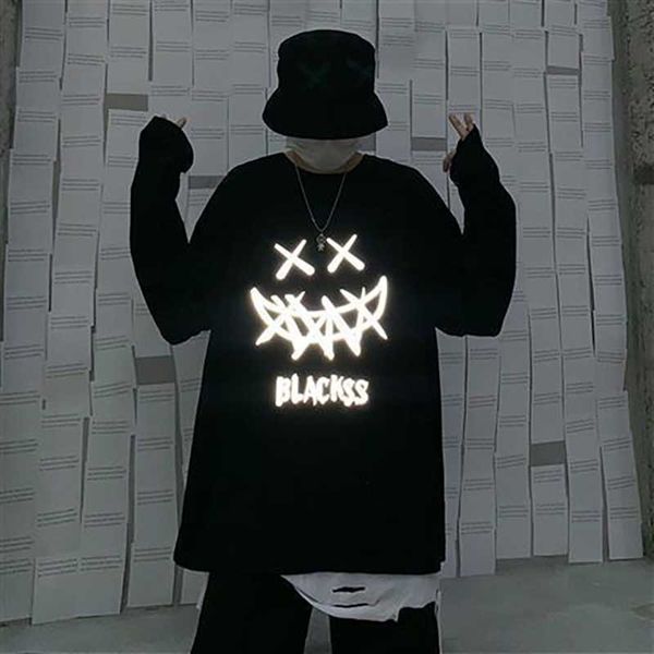 

nicemix couple woman clothes oversized round neck sweatshirt funny 3d reflective printing long sleeve spring new casual t-s gxfy, White