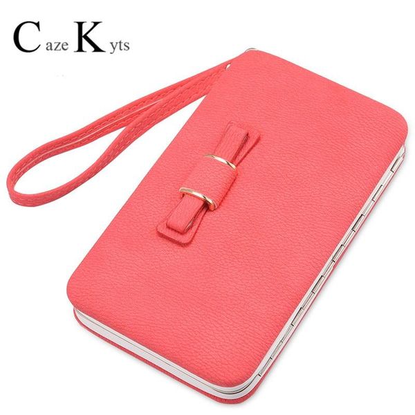

wallets caze kyts 2021 korean version of the women's wallet long mobile phone bag bow lunch box female tide, Red;black
