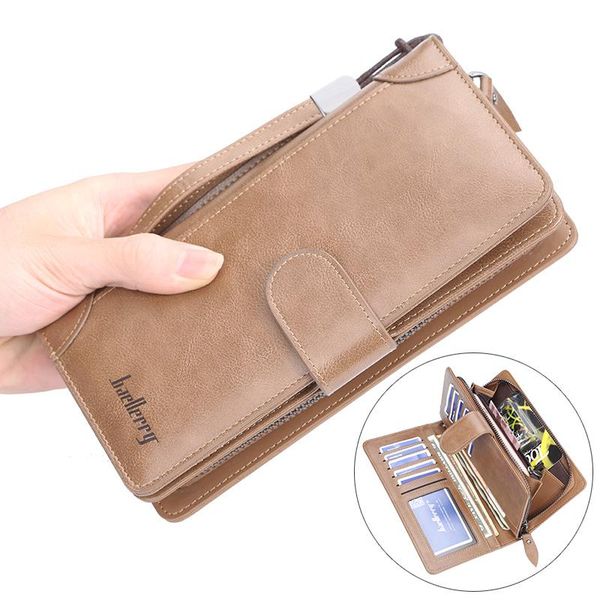 

wallets wallet male pu leather men zipper long purse clutch business k43, Red;black