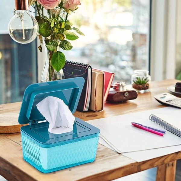 

tissue boxes & napkins wet storage box plastic case home car office wipes holder with buckle lid household dust-proof