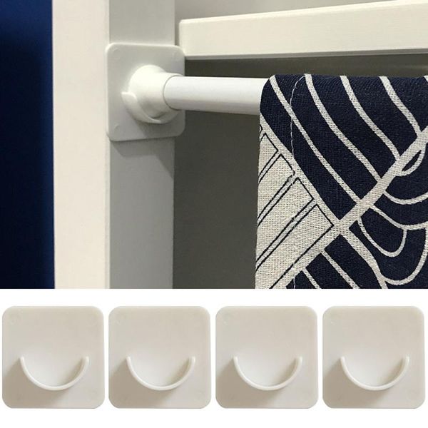 

hooks & rails 2pcs/lot shower curtain pole bracket holder fixed self-adhesive for home bathroom decoration accessories