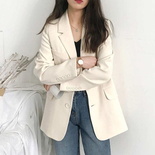 

beige black small suit jacket women spring autumn casual blazers women single-breasted blaser femme office womens coat c6956, White;black