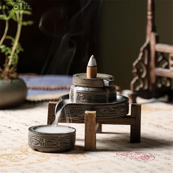 

fragrance lamps creative ceramic coil incense burner household furnace holder 3-piece censer home office decoration