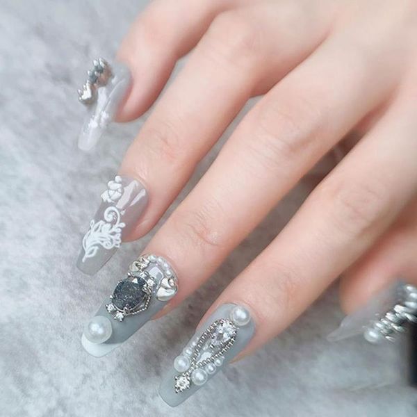 

nail art decorations rhinestone 3d flat back multi colors exquisite vintage decor stone for female, Silver;gold