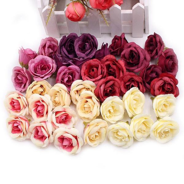 

10pcs/lot silk rose artificial flower head for wedding party home decoration diy handcraft wreath gift fake flower acc jllkfg