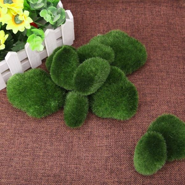 

artificial stones green fake rock moss grass fish tank mini landscape decor art