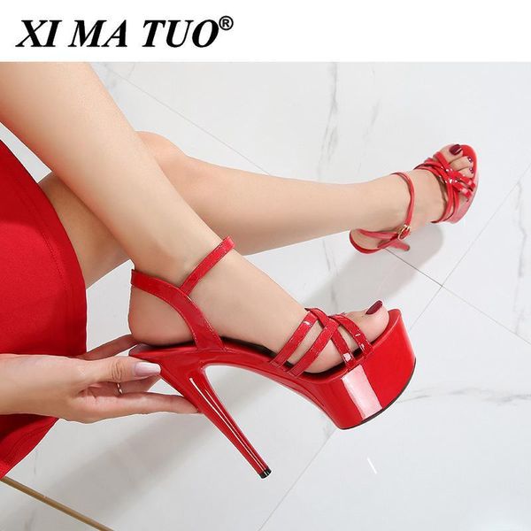 

sandals catwalk artifact model high heels fine with black platform 15cm ultra-high-heel women's summer lfd