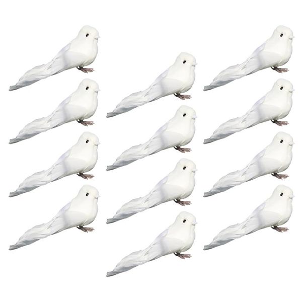 

christmas decorations artificial simulation foam birds fake feather decoration 12pcs white pigeons