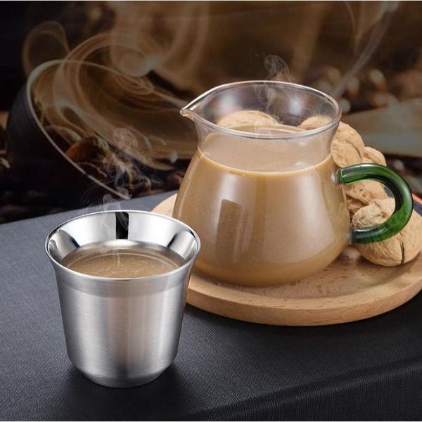 

mugs double wall espresso stainless steel cups set,insulated coffee last for years easy clean cup supplies