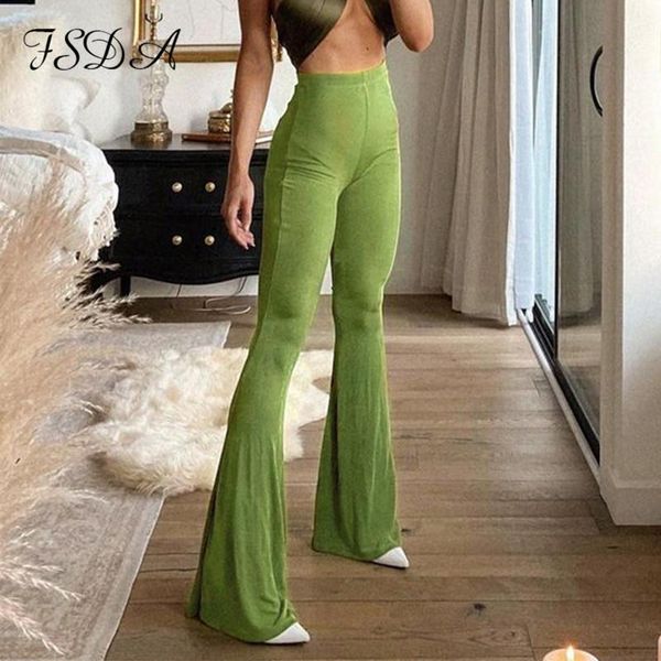 

women's pants & capris fsda green wide leg casual women high waist loose design autumn winter knit trouser fashion flare, Black;white