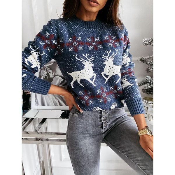 

women's sweaters hoodies christmas casual sweater adults elk snowflake pattern long sleeve round neck knitwear sweatshirt autumn, White;black