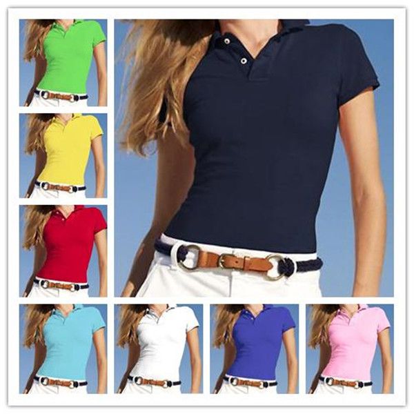 2023 M-XXL Camisa Polo Feminina Big Horse Crocodile Camisa Sólida Manga Curta Verão Casual Camisas Polo Feminina de boa qualidade