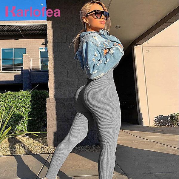 

women's jumpsuits & rompers karlofea women casual overalls outfits shinny ribbed fashion streetwear playsuit backless summer clothes, Black;white