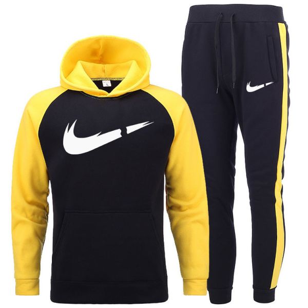 

men casual sets 2021 winter new women splice jogger tracksuit cotton hoodies+pants 2pc sets men's sportswear sport suit clothing 3xl, Gray