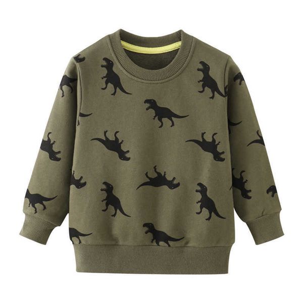 

jumping meters dinosaurs sweatshirts autumn boys brand clothes children hoodies boy cotton animal print kids 210529, Black
