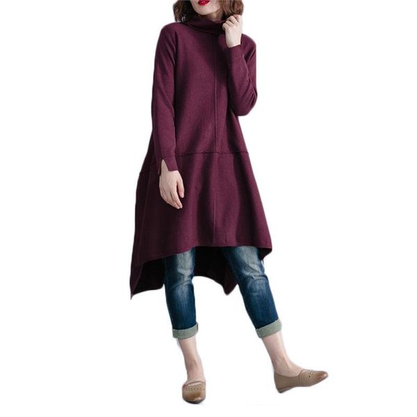 

women's sweaters spring knitwear women 2021 turtleneck split knitted sweater pullover asymmetry large size korean blusas de mujer veran, White;black