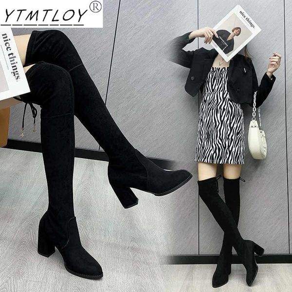 

boots over-the-knee women's suede long winter fashion thigh high shoes, Black