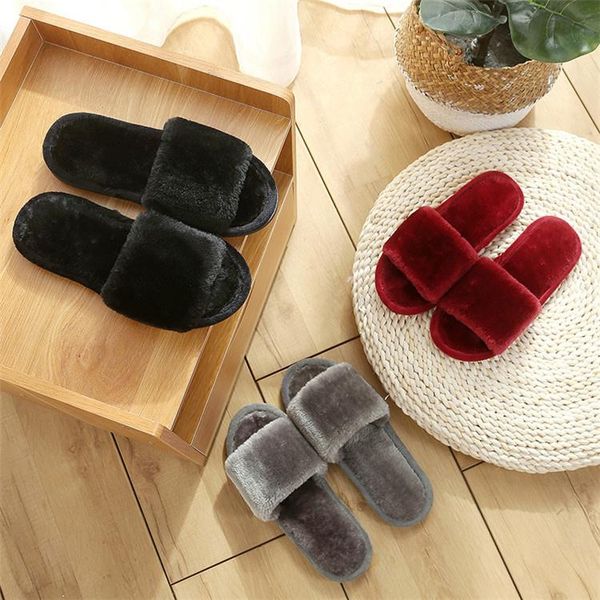 

slippers 2021 wholesale fancy custom indoor for woman open toe plush women, Black