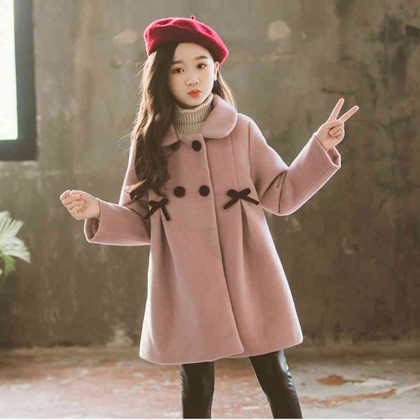 

children jacket for girls winter wool warm overcoat fashion girls clothes kids outerwear autumn girls coat 4 6 8 10 12 13 years, Blue;gray