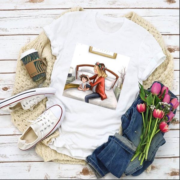 

women graphic cartoon mom mama mooring life love summer shirt lady clothes t shirt womens clothing tee female t shirt, White