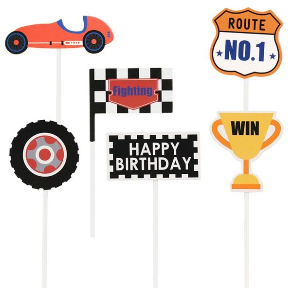

other festive & party supplies 12pcs racing car trophy checkered flag ers funny picks paper cupcake decor (2pcs each style)