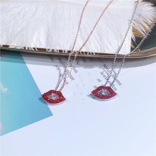

pendant necklaces 2 colors trendy romantic designer sparkling zircon lip real 925 sterling silver chain necklace attractive women bijoux
