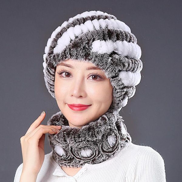 

hats, scarves & gloves sets women real rex fur hat scarf natural warm winter lady, Blue;gray