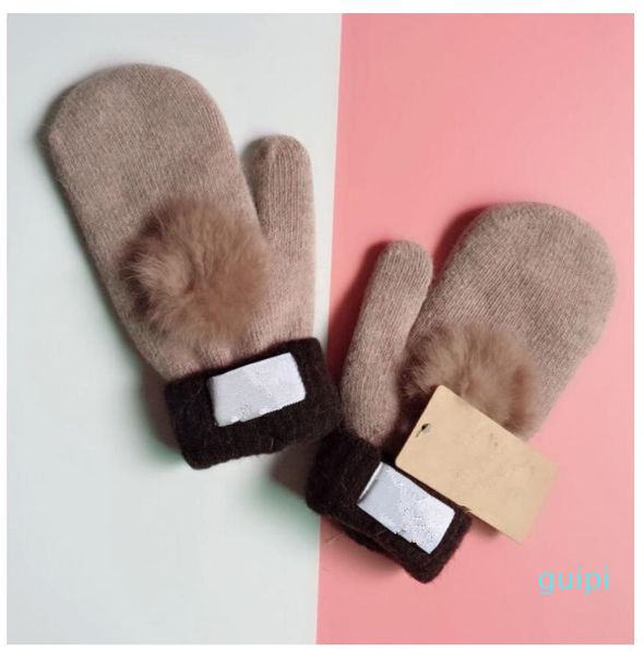 

winter warm soft fur knit mittens women flip half finger driving plush thick cute little hat screen gloves, Blue;gray