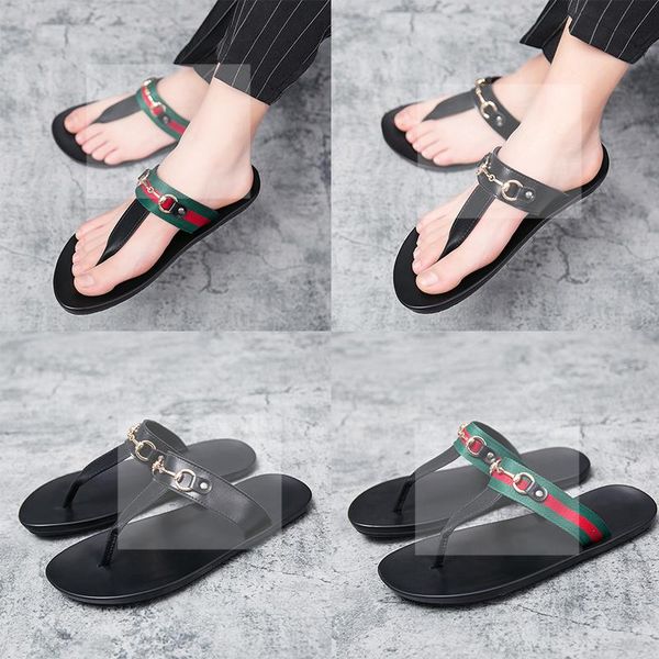 

slippers slide black sandal designer shoes luxury brand slides summer fashion wide flat slipper men flip flops size 38-46