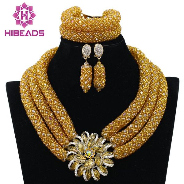 

earrings & necklace gorgeous african beads costume jewelry set gold flowers chunky statement party for brides qw940, Silver