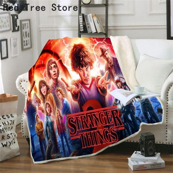 3D Impresso Cobertor Estranho Coisas Dos Desenhos Animados Anime Flannel Coberturas Cama Jogar Soft Colchead Sofá Capa Crianças Adulto Presentes