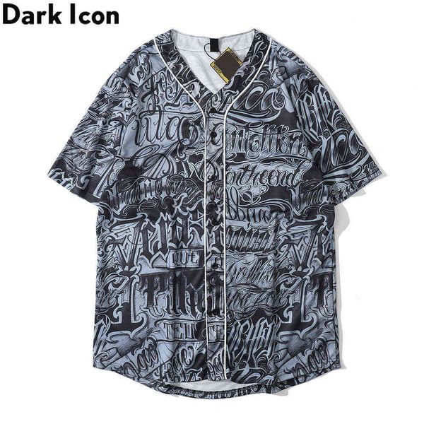 

graffiti full printed men's baseball shirt cardigan hip hop shirts male 210603, White;black