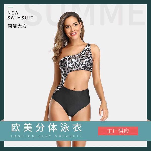 

2020 split bikini women's solid open back swimsuit, Black;white